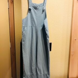 Overall cotton linen blend blue sz